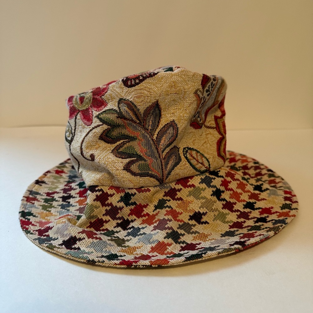 Vanessa foglia Abitart houndstooth Pattern Bucket Hat Made In Italy - Picture 1 of 8